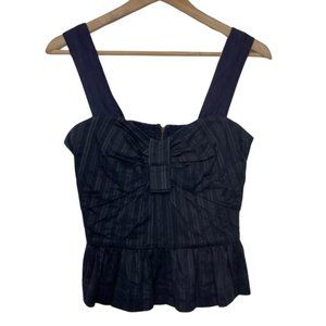 LEIFSDOTTIR | Anthropologie Navy Blue Striped Cropped Peplum Blouse | Size 4